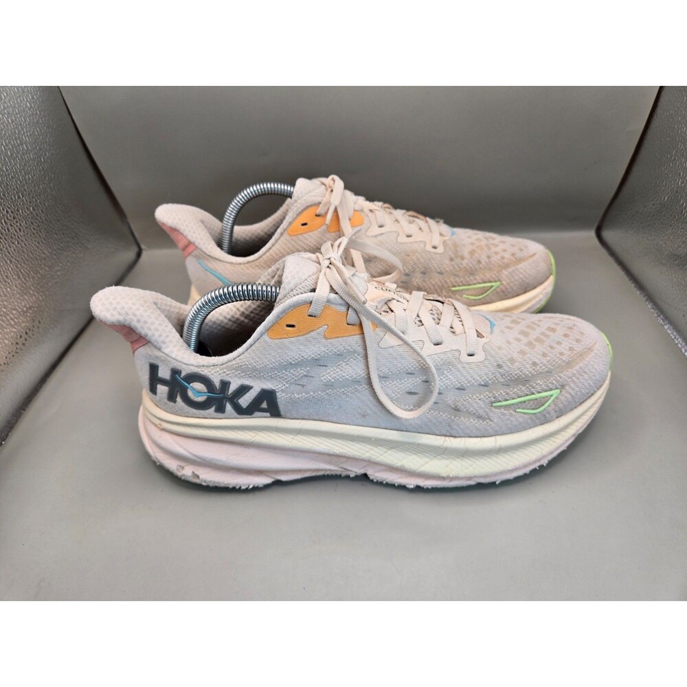 Hoka One One Clifton 9 Shoes Womens 10B Vanilla Astral Running Athletic Sneakers